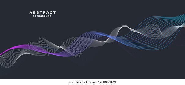 Vector dark abstract background with flowing particles. Digital future technology concept. 