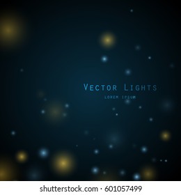Vector dark abstract background with many glowing particles and place for your text  for presentation.