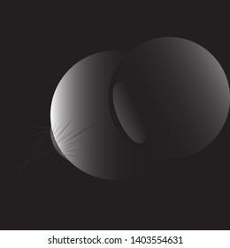 Vector dark abstract background with a solar eclipse. Black open space with a star shining from behind a planet, igniting its horizon. Round black placeholder for your text