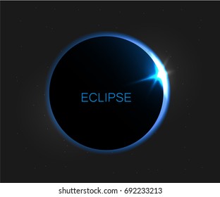 Vector dark abstract background with a solar eclipse. Eclipse of the sun vector