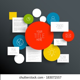 Vector dark abstract circles and squares illustration / infographic template with place for your content
