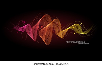 Vector dark abstract dynamic wave background