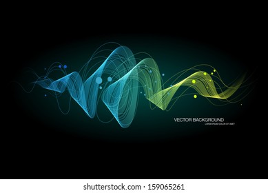 Vector dark abstract dynamic wave background