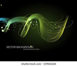 Vector dark abstract dynamic wave background