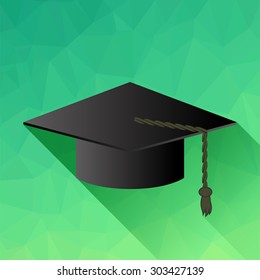 Vector Dark Academic Cap Isolated on Green Background