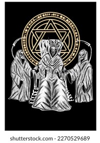 Vector dark art of king skull for tshirt design poster metal band or album
