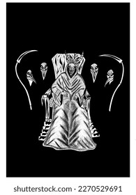 Vector dark art of king skull for tshirt design poster metal band or album