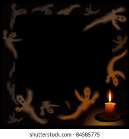 vector dark background with  flying ghosts