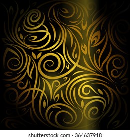 Vector dark Background. Gold pattern.