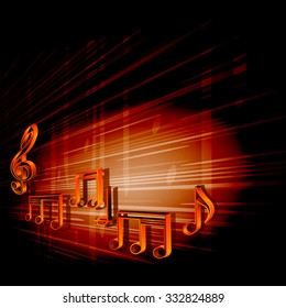 Vector dark background music notes and a treble clef in the long term on the texture background.It can be used as a poster, advertising or separately. Excellent superimposed on a black background.