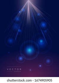 vector dark background with rays of light and soap bubbles