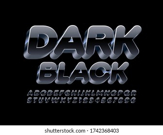 Vector Dark Black 3D Font. Creative Alphabet Letters and Numbers
