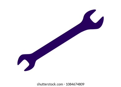 Vector dark blue double open ended wrench spanner on white background