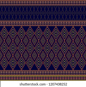 Vector the dark blue fabric pattern consists of many patterns that Northerners in Thailand use to wear