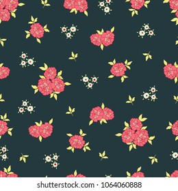 Vector dark blue floral seamless pattern. Perfect for fabric, wrapping paper, scrapbooking, wallpaper, gifts, stationery projects.