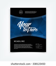 Vector dark blue flyer design template with modern polygonal geometric background