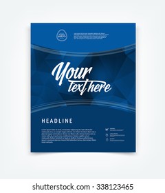 Vector dark blue flyer design template with modern polygonal geometric background