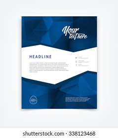 Vector dark blue flyer design template with modern polygonal geometric background