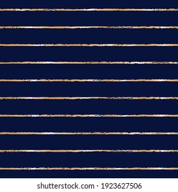 Patrón transparente de rayas de oro azul oscuro vectorial