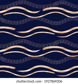 Vector de líneas de cintas de oro azul oscuro
