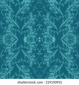 Vector dark blue and light blue ornament. seamless floral ornament. Can be used as packing design, fabric design