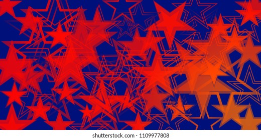 Vector dark blue metallic background in red stars. For registration of paper or banners.