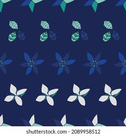 Vector dark blue Origami paper Flowers and leaves background pattern