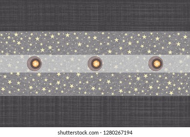 Vector dark blue textile abstract background with stars and candlesticks. Suitable for New Year and congratulatory design.