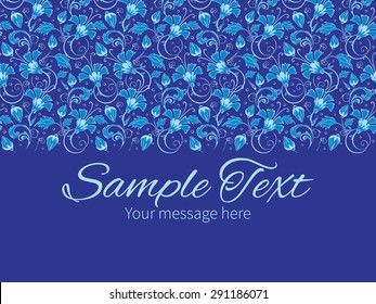 Vector dark blue turkish floral horizontal border greeting card invitation template