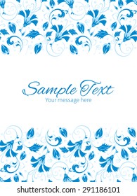 Vector dark blue turkish floral vertical double borders frame invitation template