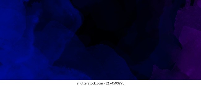 Vector dark blue watercolor background. Hand drawn blue abstract vector Christmas illustration for background, cover, poster, flyer. Water. Black. Vintage grunge texture. Underwater. Template. Clouds.