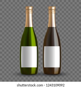 Vector dark bottle set template. Empty label for packaging design.