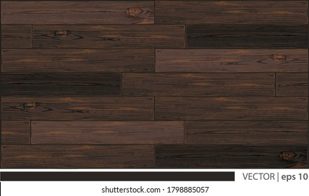 Vector dark brown wood background surface with wooden realistic texture 