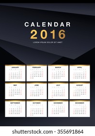 Vector dark calendar 2016