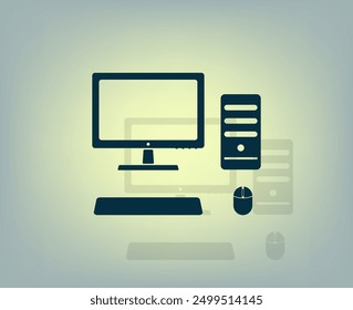 Vector dark color icon with shadow on gray background