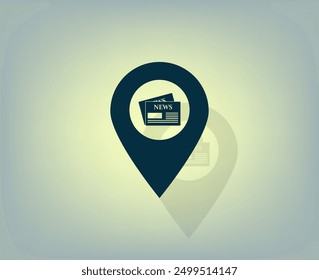 Vector dark color icon with shadow on gray background