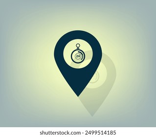 Vector dark color icon with shadow on gray background