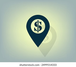 Vector dark color icon with shadow on gray background