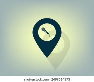 Vector dark color icon with shadow on gray background