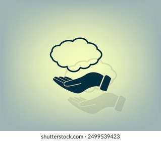 Vector dark color icon with shadow on gray background
