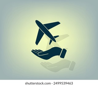 Vector dark color icon with shadow on gray background
