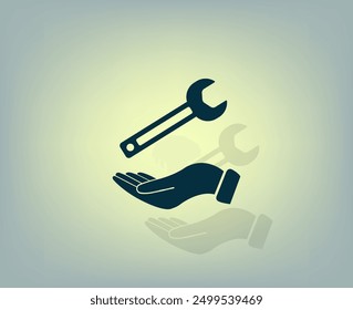 Vector dark color icon with shadow on gray background