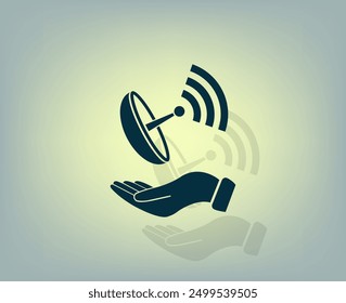 Vector dark color icon with shadow on gray background