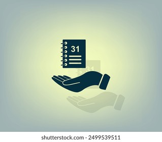 Vector dark color icon with shadow on gray background