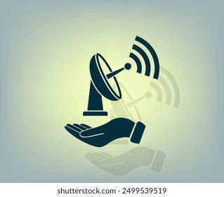 Vector dark color icon with shadow on gray background