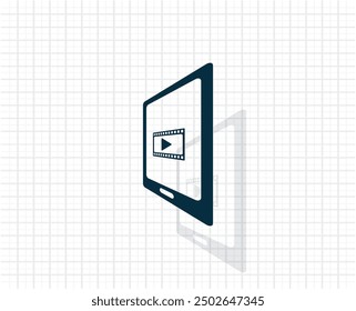 Vector dark color icon with shadow on light checkered background