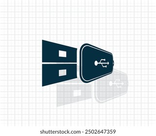 Vector dark color icon with shadow on light checkered background