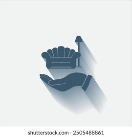 Vector de color oscuro con sombra sobre fondo claro