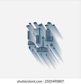 Vector dark color icon with shadow on light background