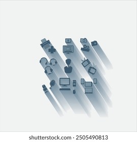 Vector dark color icon with shadow on light background
